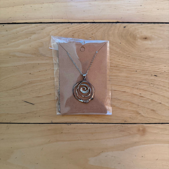 Silver Spiral Necklace Pendant New in Package Statement Piece Whimsigoth - Picture 2 of 2